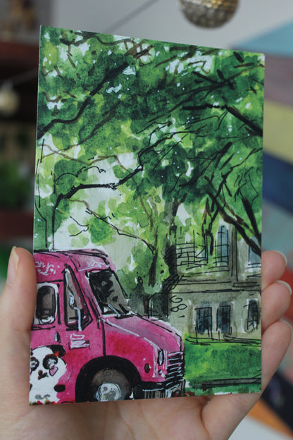 Postcard - University of Toronto Pink Truck watercolour