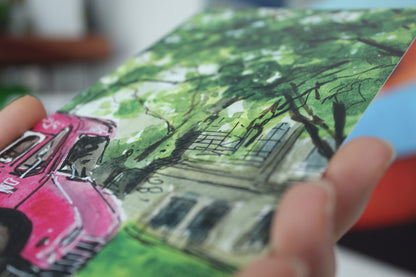 Postcard - University of Toronto Pink Truck watercolour