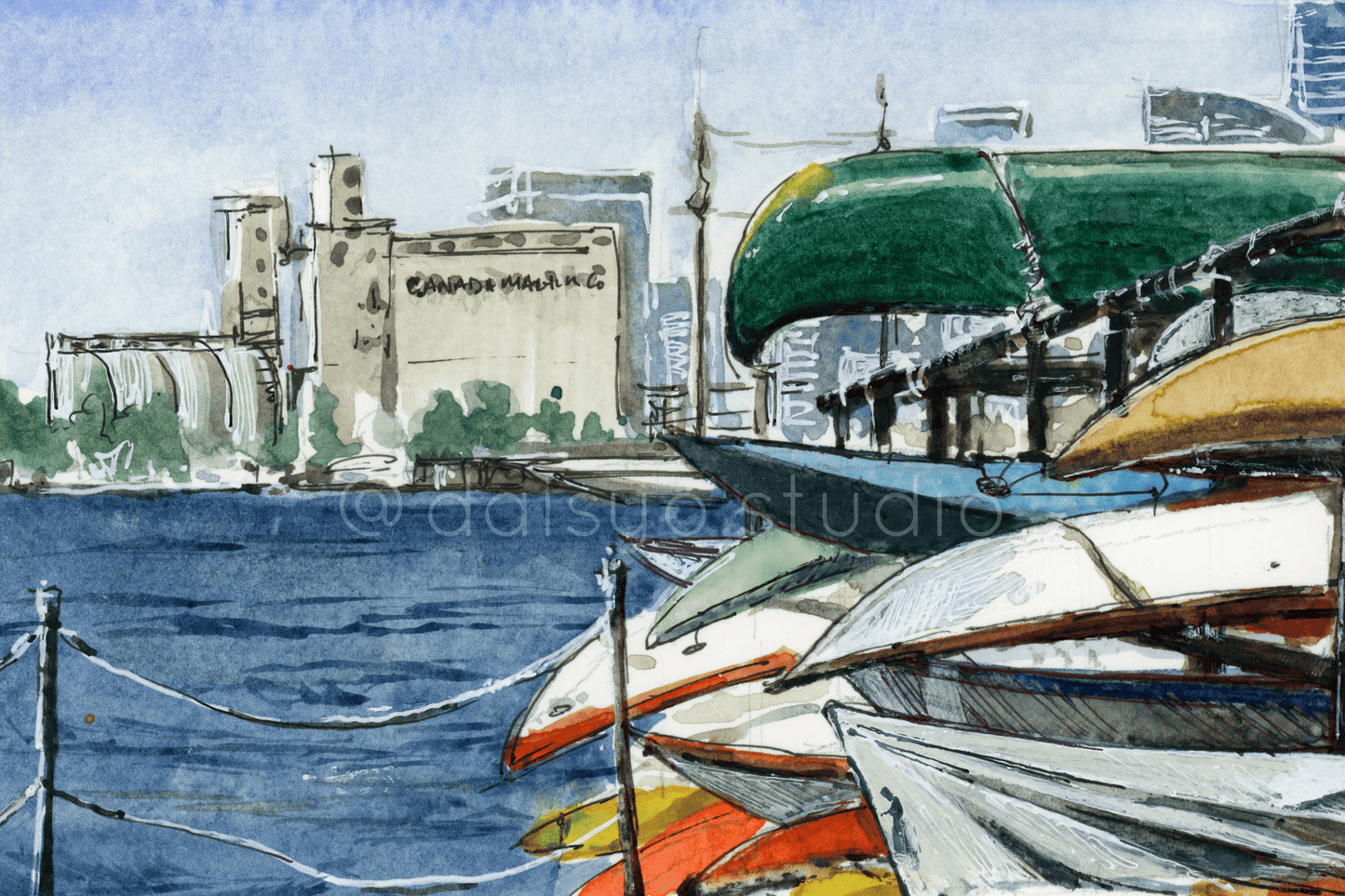 Postcard - Toronto Harbourfront watercolour painting