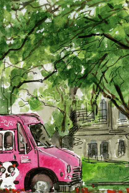 Postcard - University of Toronto Pink Truck watercolour